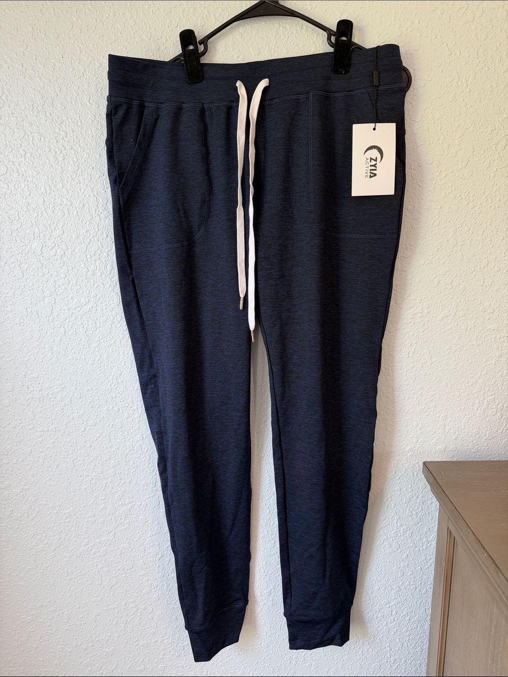 ZYIA Navy Track Joggers with White Drawcord